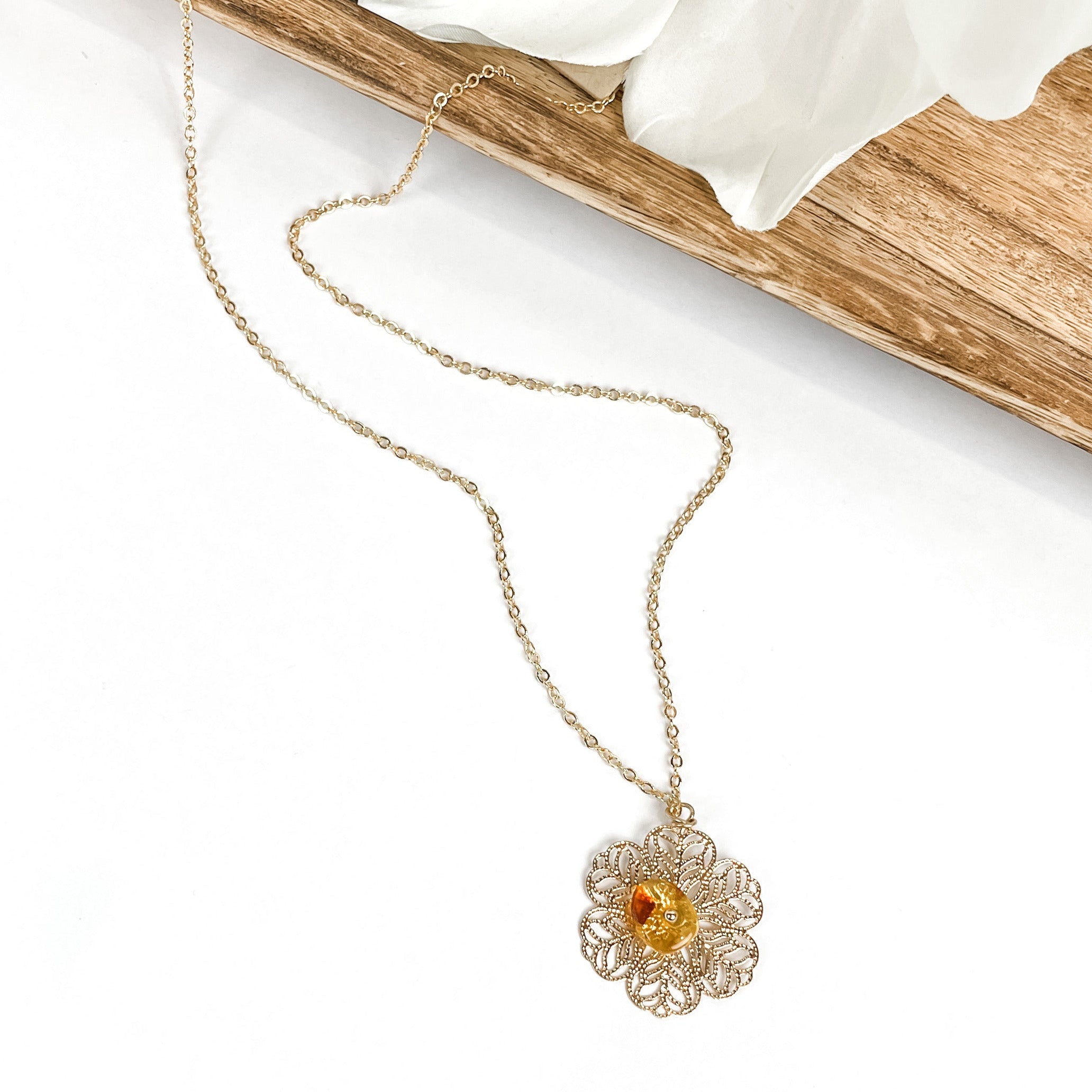 Amber Pendant Necklace