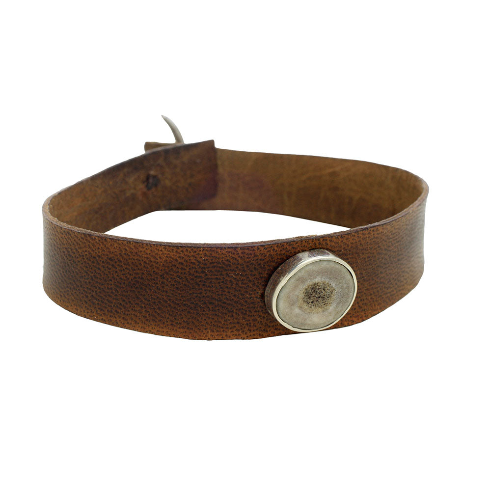Antler Slice Leather Bracelet