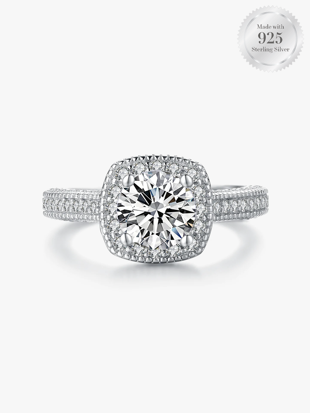 Brilliant Round Halo Ring With Blue Sapphire Stone