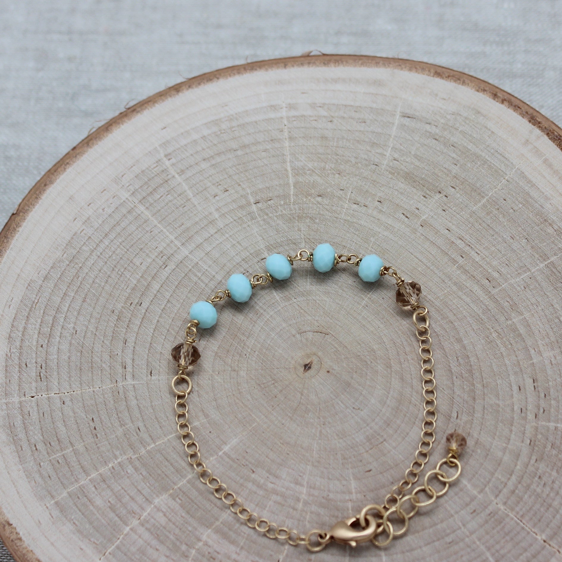 Blue Champagne Glass Crystal Bracelet