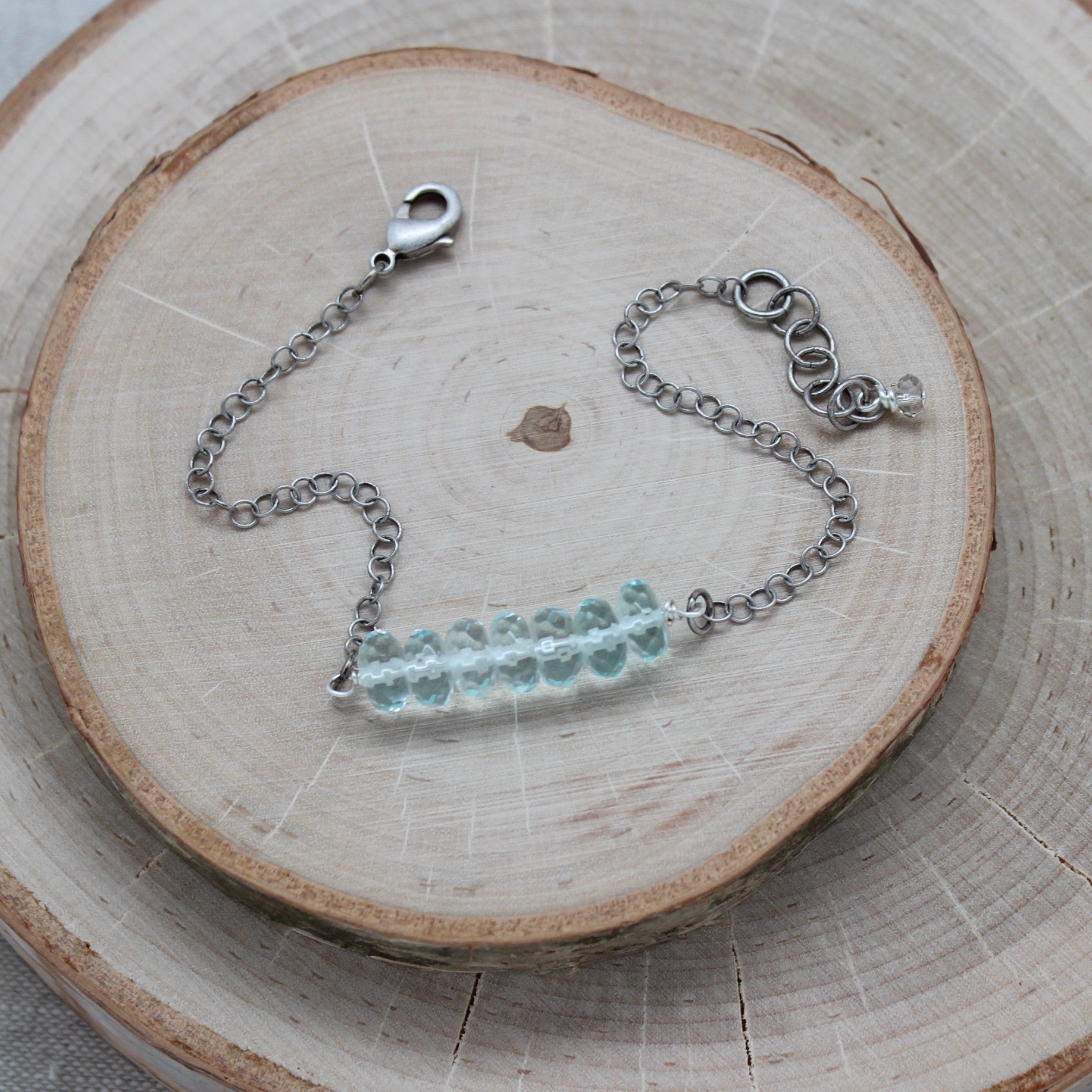 Aqua Quartz Bar Bracelet