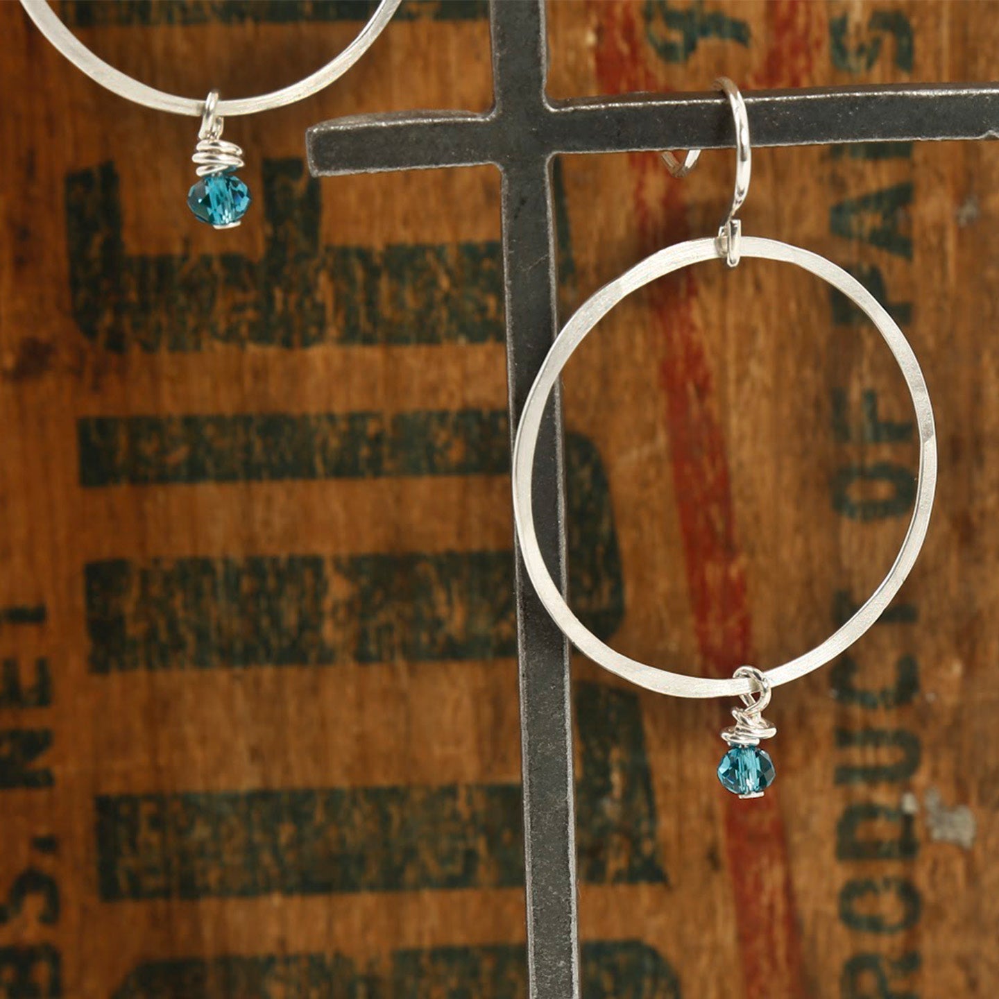 Bead Hoop Topaz Earrings