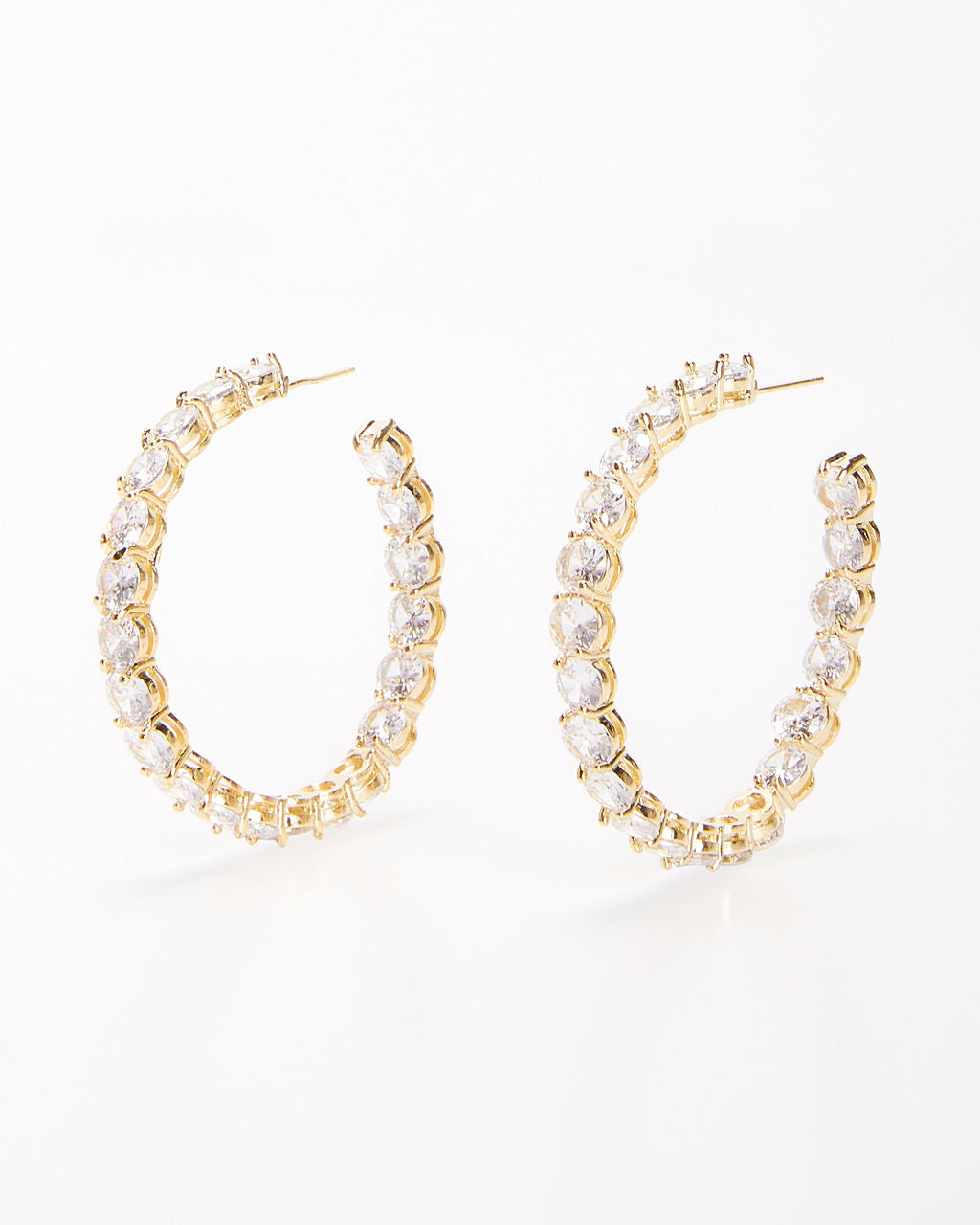 Gold % Adriana Rhinestone Hoop Earrings-2