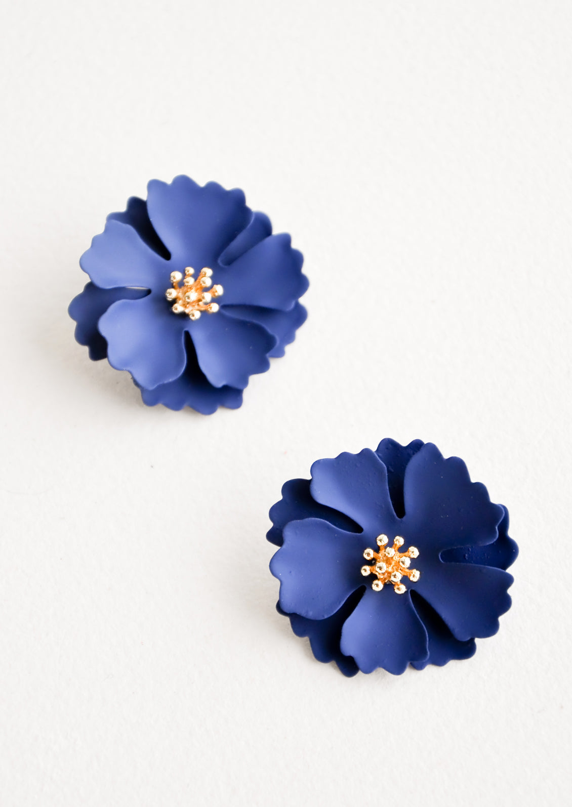 Blooming Magnolia Earrings in Navy - LEIF